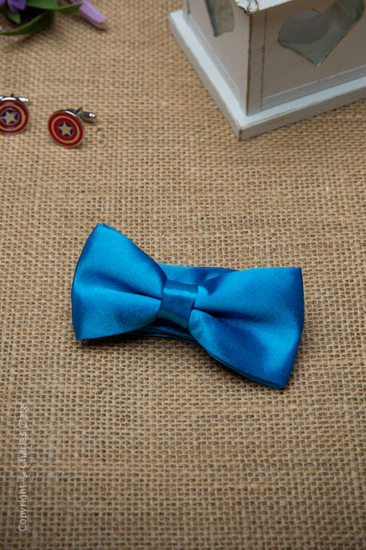 Boys Peacock Blue Adjustable Satin Dickie Bow