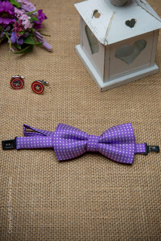 Boys Purple Polka Dot Adjustable Satin Dickie Bow