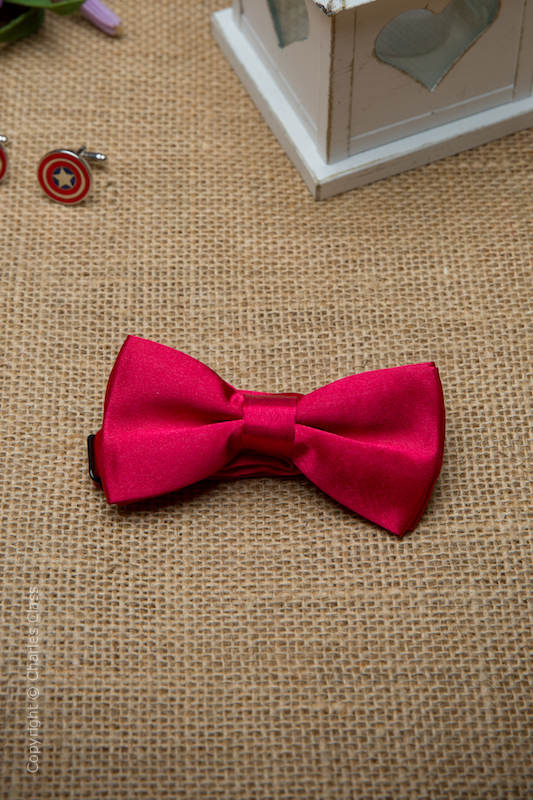 Boys Raspberry Adjustable Satin Dickie Bow