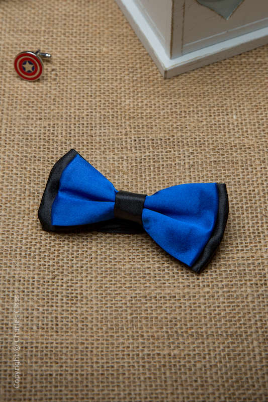 Boys Royal Blue Two Tone Adjustable Satin Dickie Bow