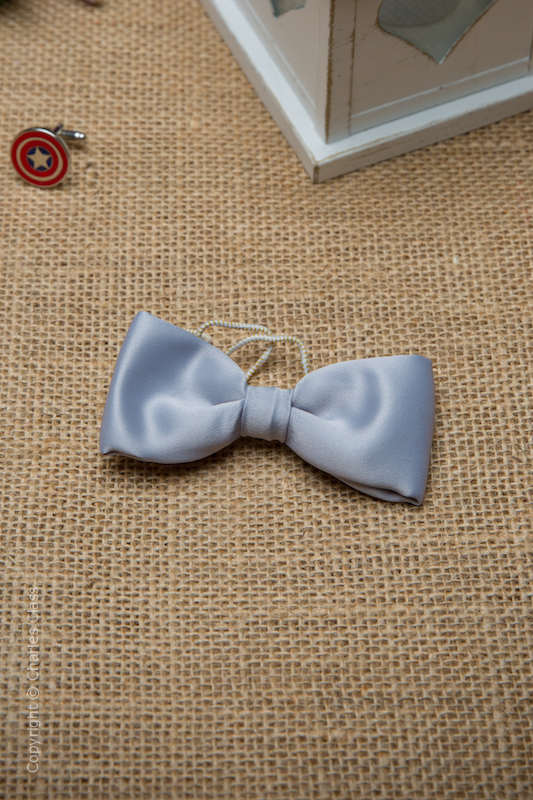 Boys Silver Elasticated Satin Dickie Bow