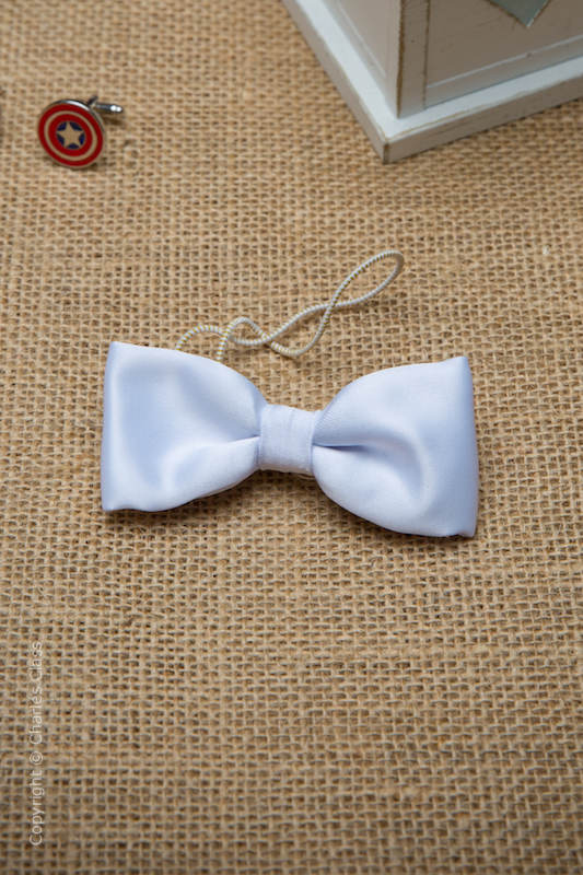 Boys White Elasticated Satin Dickie Bow