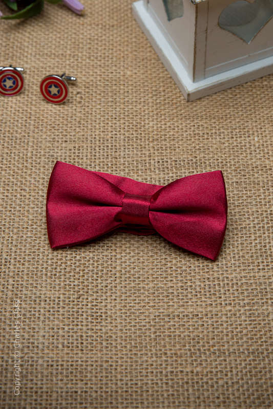 Boys Wine Adjustable Satin Dickie Bow